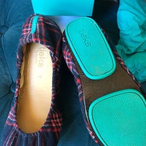 Size 7, Heritage Plaid Tieks shoes with box and bag. Barely worn; like new!